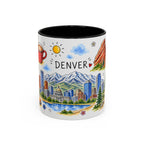 Denver Illustrated Travel Mug | City Souvenir Accent Coffee Mug | 11oz 15oz Ceramic Cup