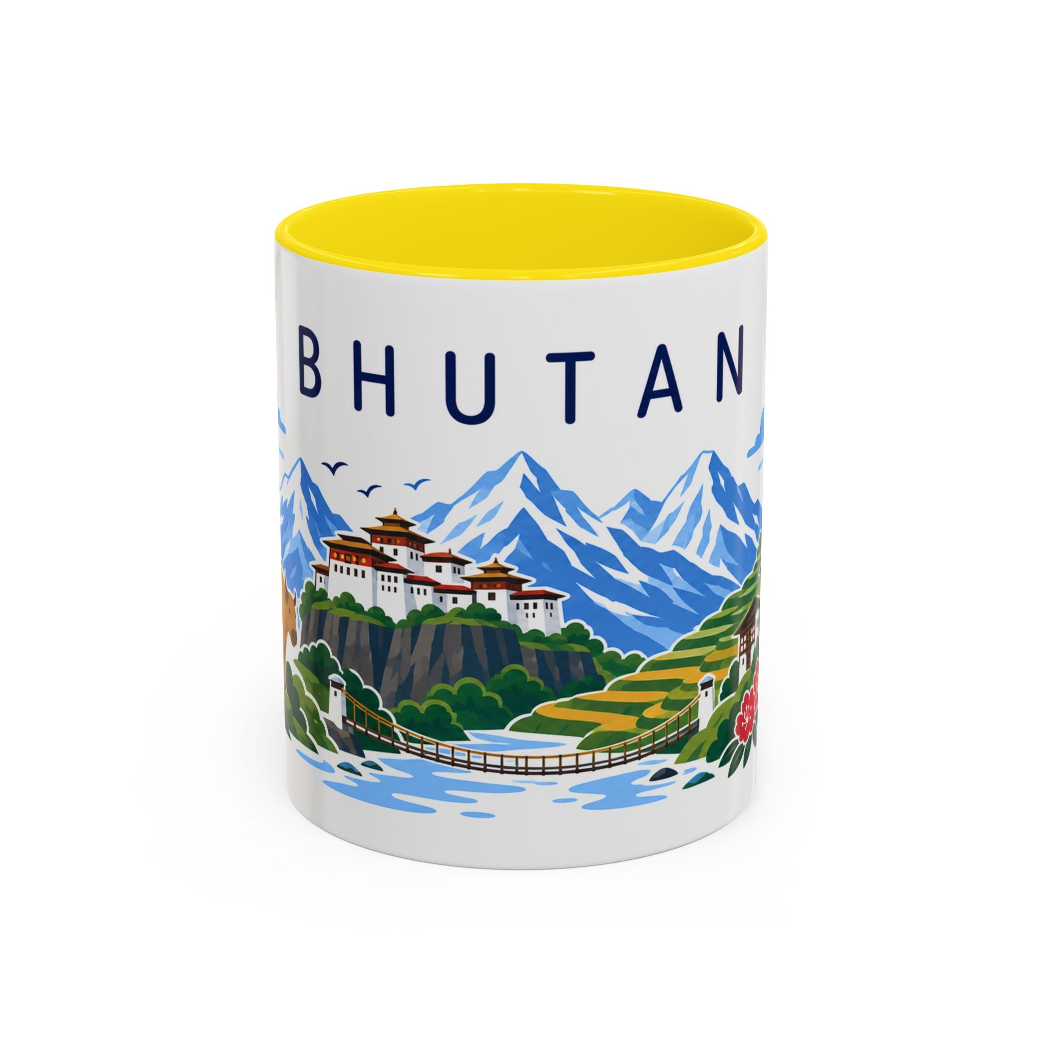 Bhutan Coffee Mug | Travel Souvenir Accent Mug | Country Gift Ceramic Cup 11oz 15oz