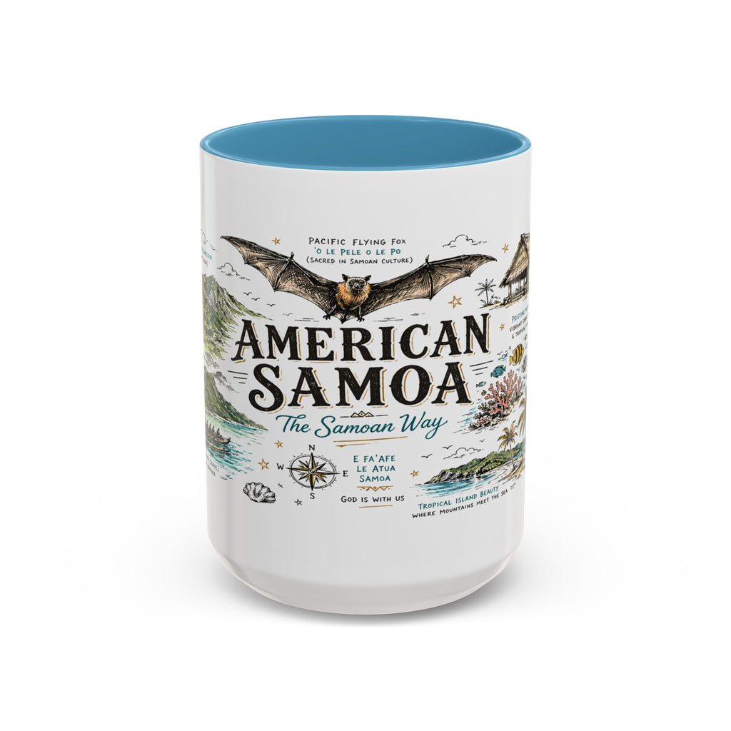 American Samoa National Park Coffee Mug | Pacific Island Rainforest Reef Gift | Accent Color Ceramic 11oz 15oz