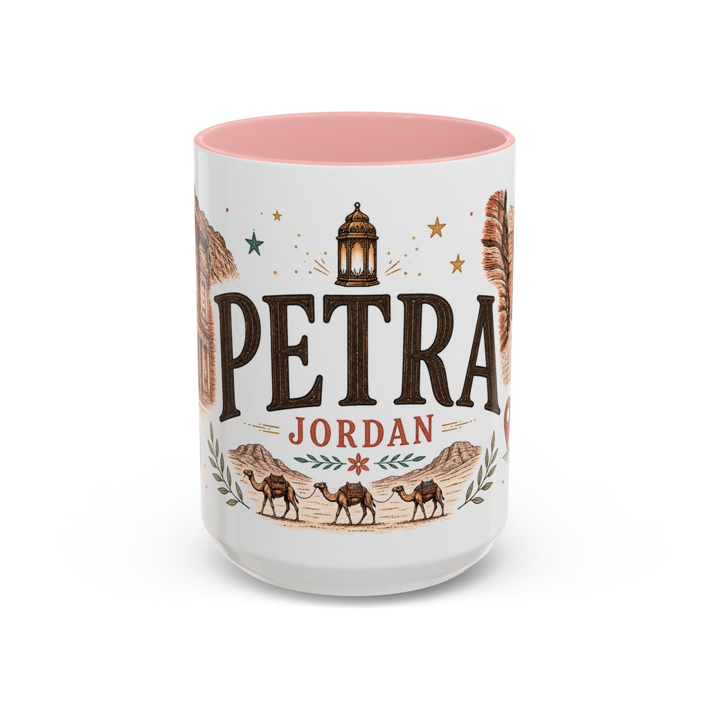Petra Coffee Mug | Travel Destination Souvenir Gift | Accent Color Ceramic 11oz 15oz