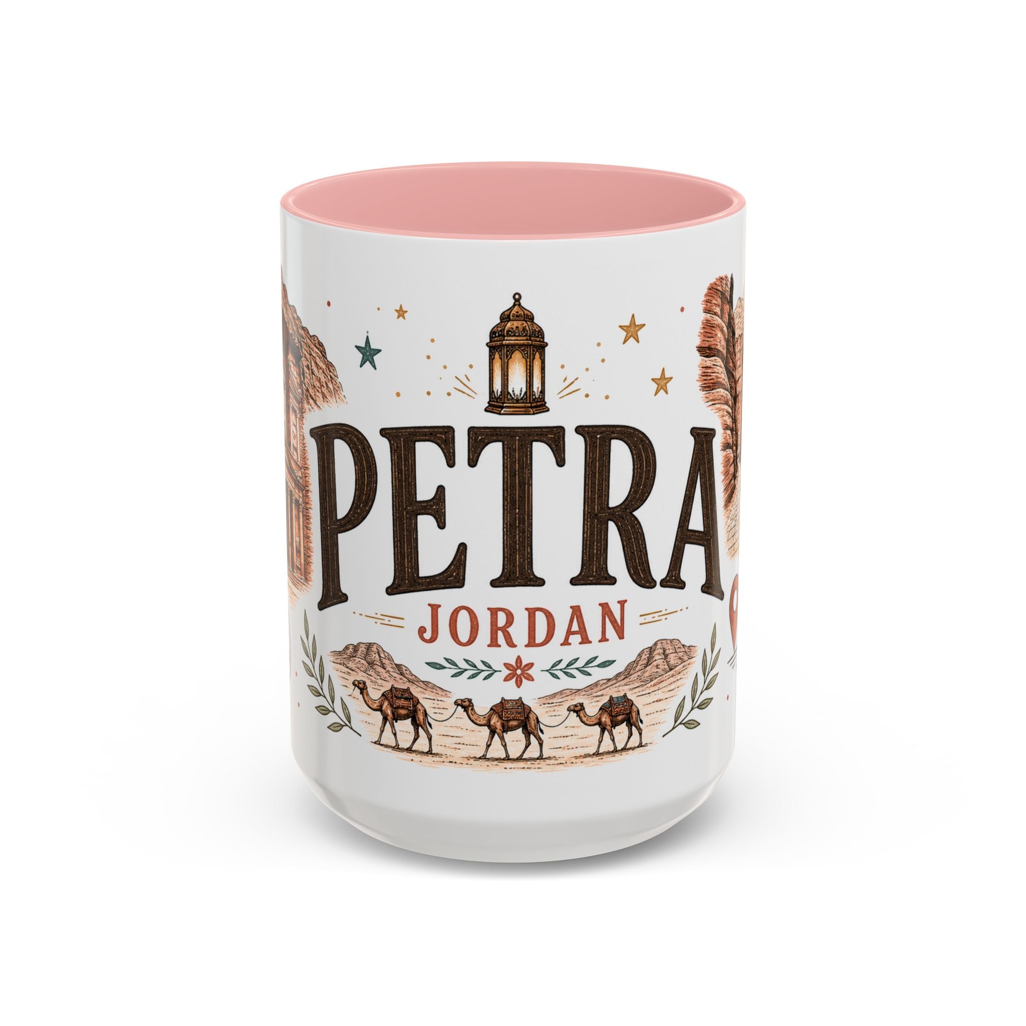 Petra Coffee Mug | Travel Destination Souvenir Gift | Accent Color Ceramic 11oz 15oz