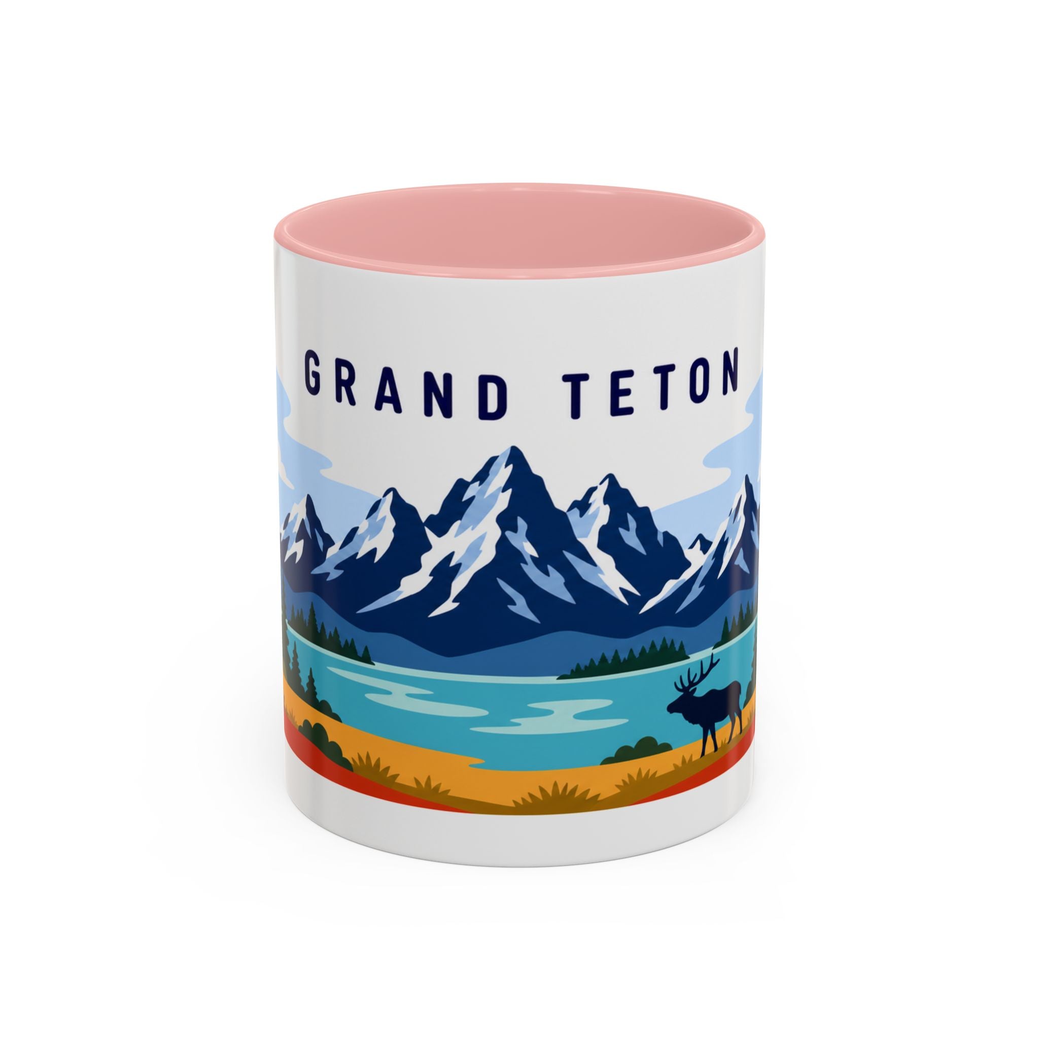 Grand Teton Coffee Mug | Travel Destination Souvenir Gift | Accent Color Ceramic 11oz 15oz