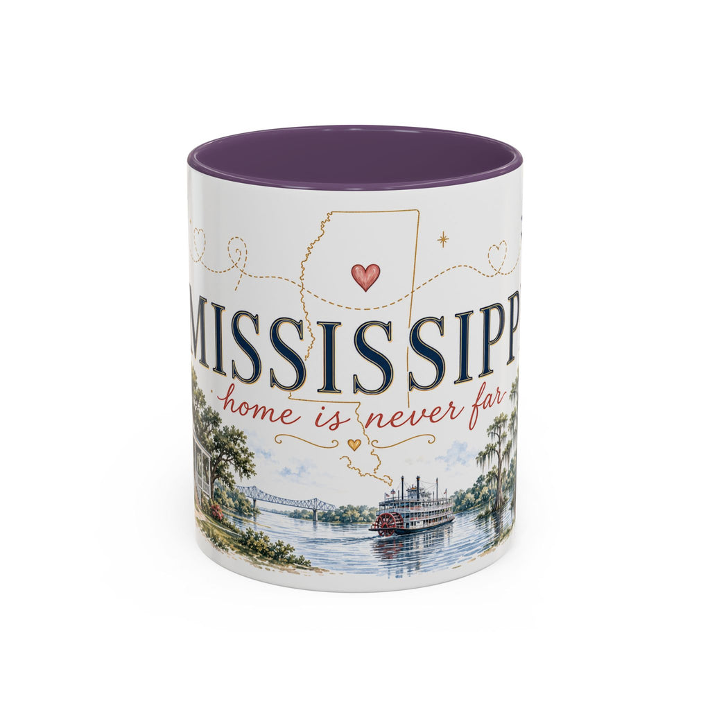 Mississippi State Map Mug | Moving Away, Homesick Gift | Botanical Accent Coffee Cup