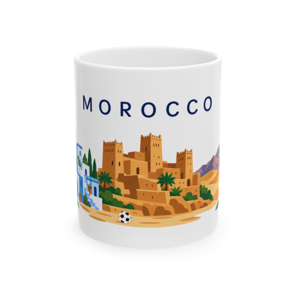 Morocco travel and soccer mug 11 oz front