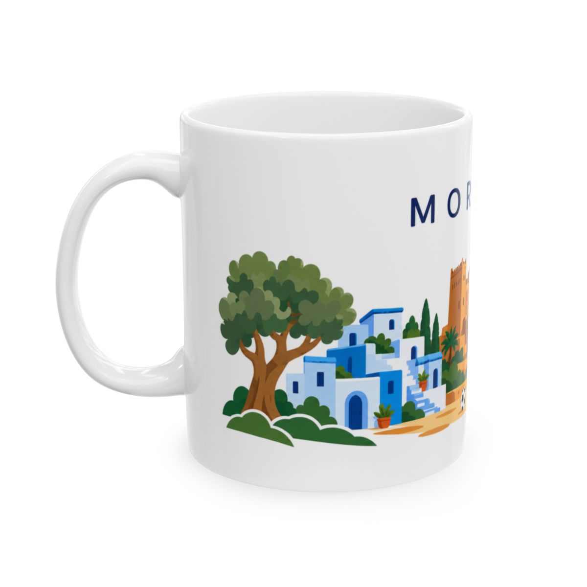 Morocco travel and soccer mug 11 oz left
