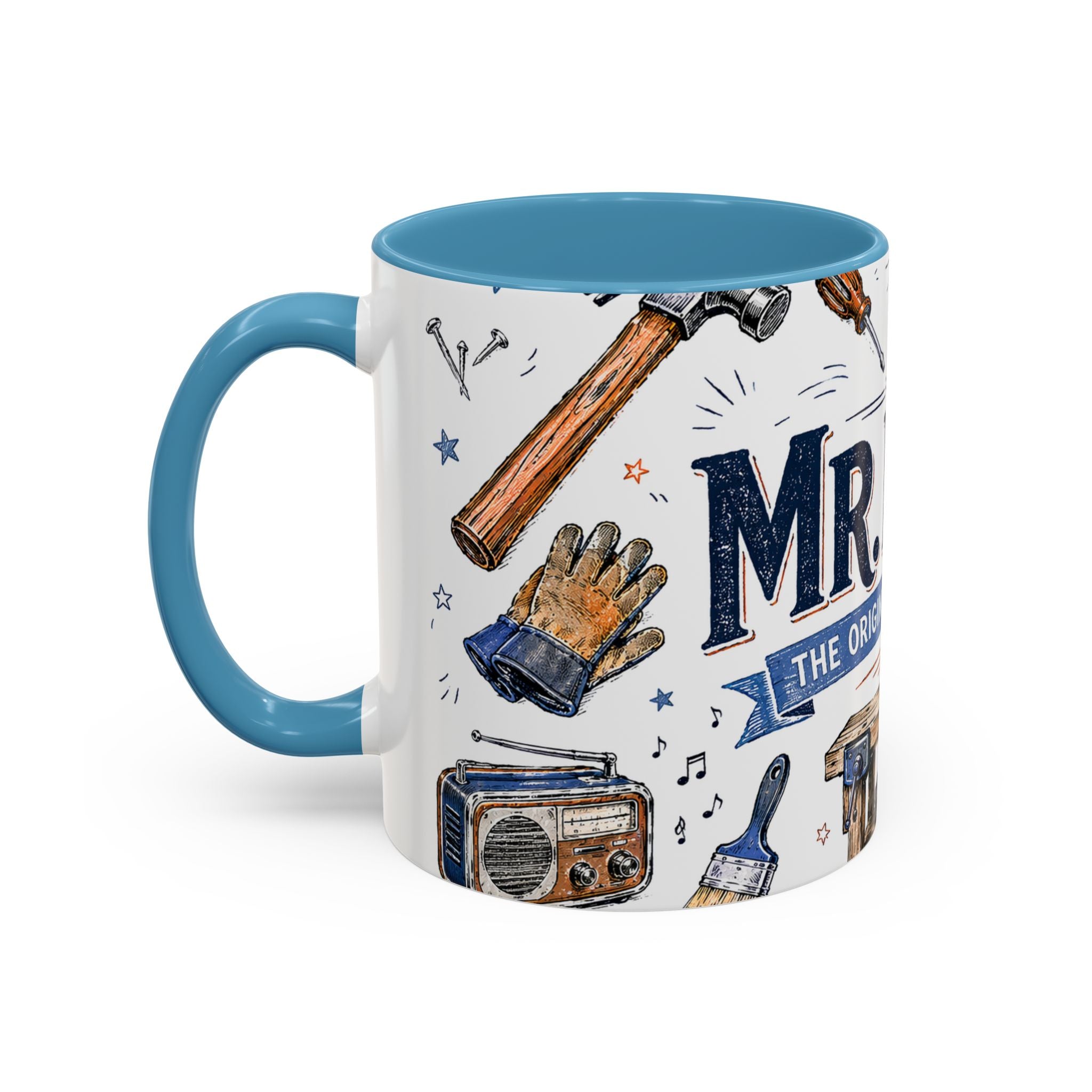 Mr Fix It Coffee Mug | Father's Day Gift for Dad | Accent Color Ceramic 11oz 15oz