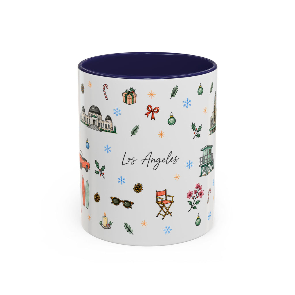 Los Angeles Christmas Mug | Watercolor City Souvenir | Ceramic Coffee Cup (11oz or 15oz)