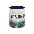 West Virginia State Map Mug | Appalachian Bridge, Rhododendron Accent Coffee Cup