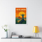 Rio de Janeiro Sunset Brazil Framed Poster | Vintage Travel Wall Art | Black Walnut White Frame | 16x24 20x30