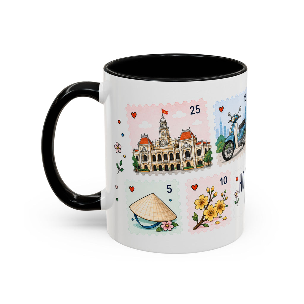 Ho Chi Minh City Coffee Mug | Postage Stamp Collage Mug | Travel Souvenir Accent Cup 11oz 15oz