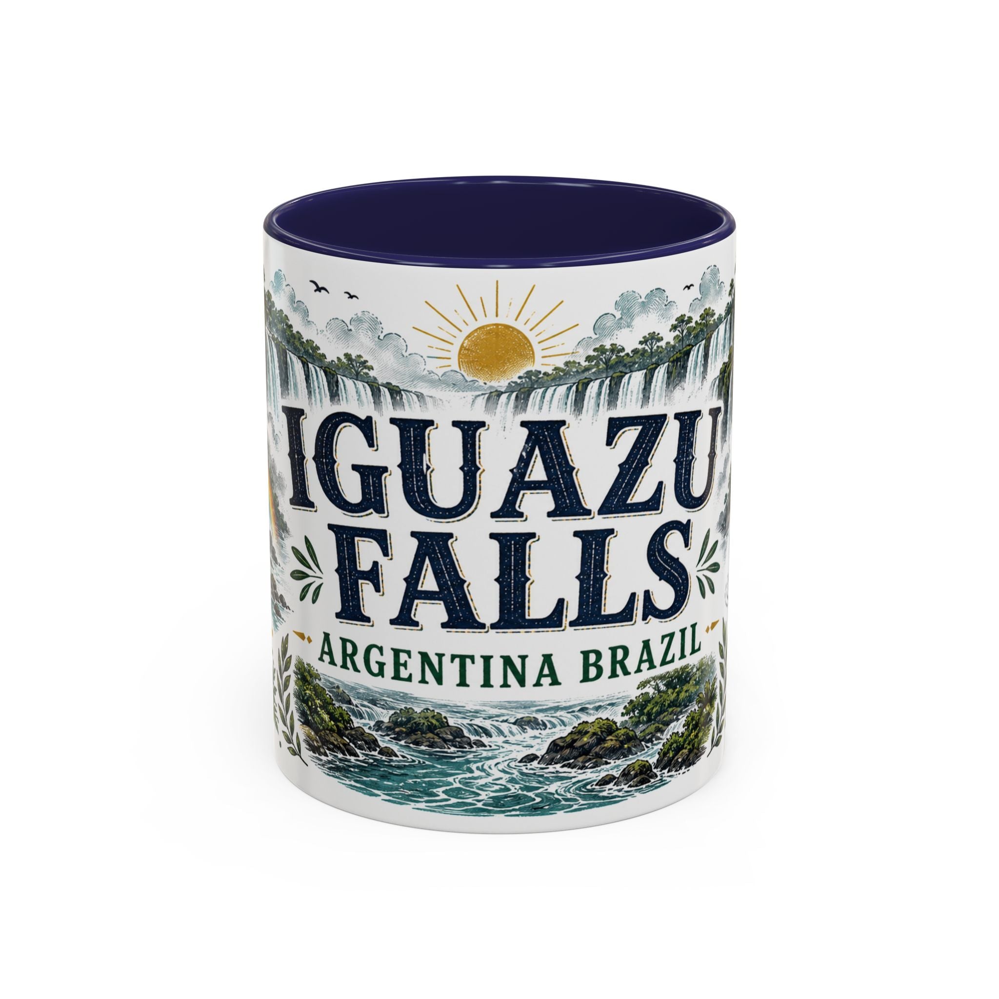 Iguazu Falls Coffee Mug | Travel Destination Souvenir Gift | Accent Color Ceramic 11oz 15oz