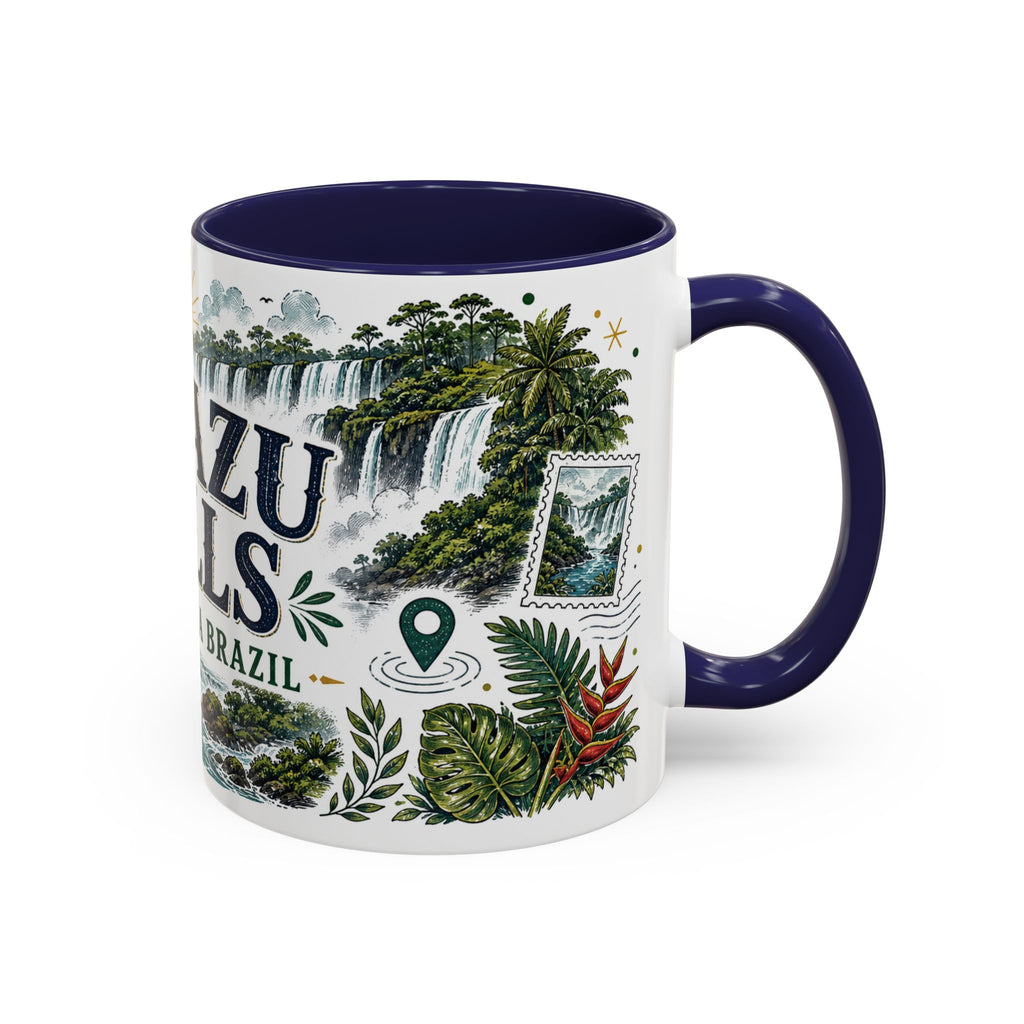 Iguazu Falls Coffee Mug | Travel Destination Souvenir Gift | Accent Color Ceramic 11oz 15oz