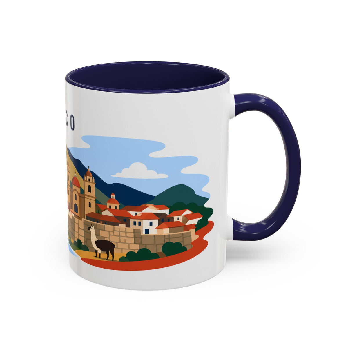 Cusco Coffee Mug | Travel Destination Souvenir Gift | Accent Color Ceramic 11oz 15oz