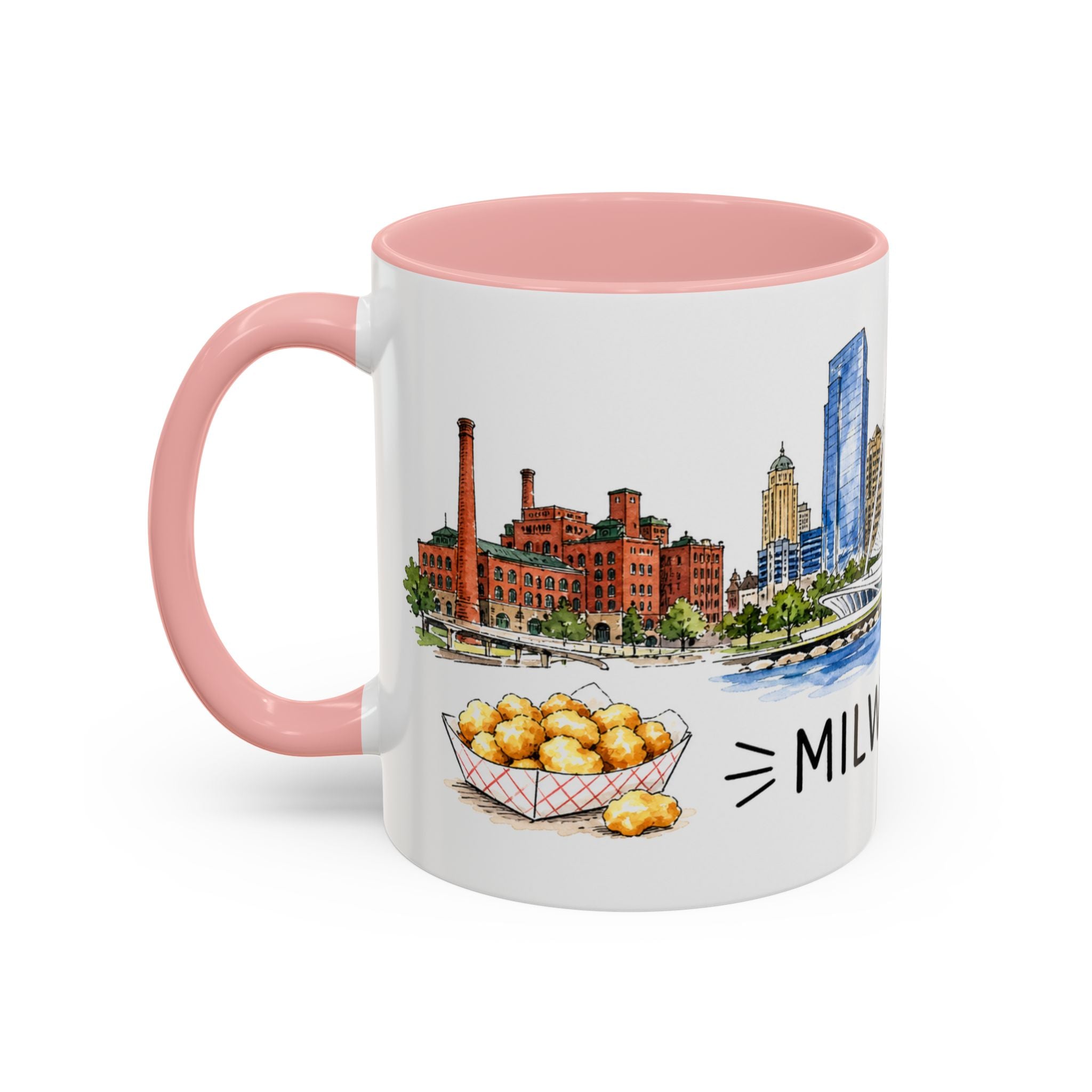 Milwaukee Illustrated Travel Mug | City Souvenir Accent Coffee Mug | 11oz 15oz Ceramic Cup