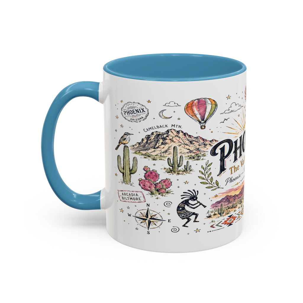 Phoenix Coffee Mug | Arizona Souvenir City Gift | Accent Color Ceramic 11oz 15oz