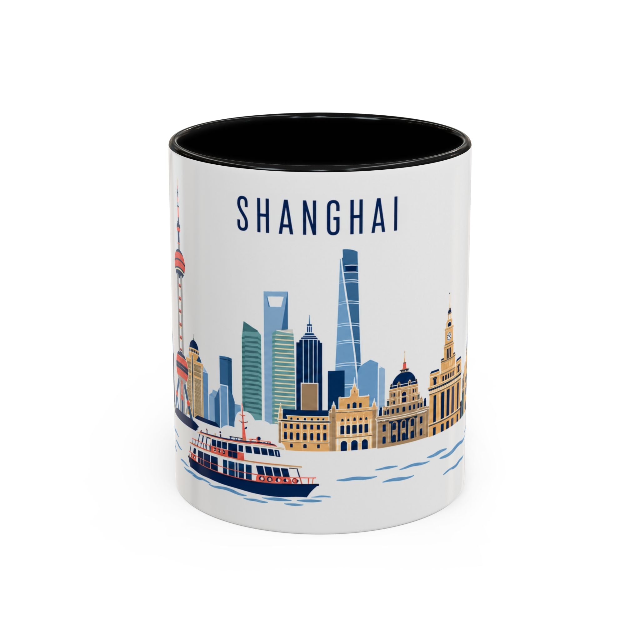 Shanghai Coffee Mug | China Travel Souvenir | Porcelain Decal City Gift | 11oz 15oz Accent Mug