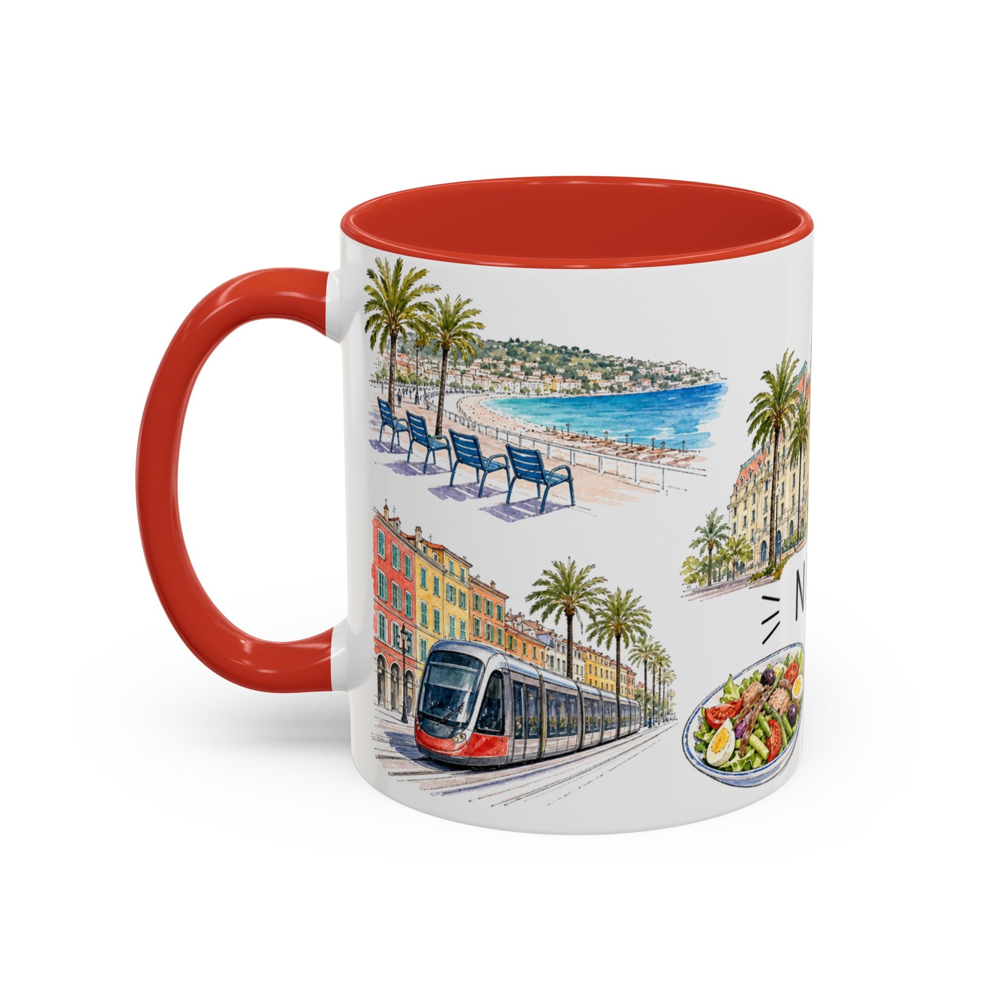Nice Illustrated Travel Mug | City Souvenir Accent Coffee Mug | 11oz 15oz Ceramic Cup