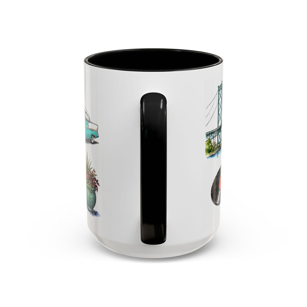 Detroit Illustrated Travel Mug | City Souvenir Accent Coffee Mug | 11oz 15oz Ceramic Cup