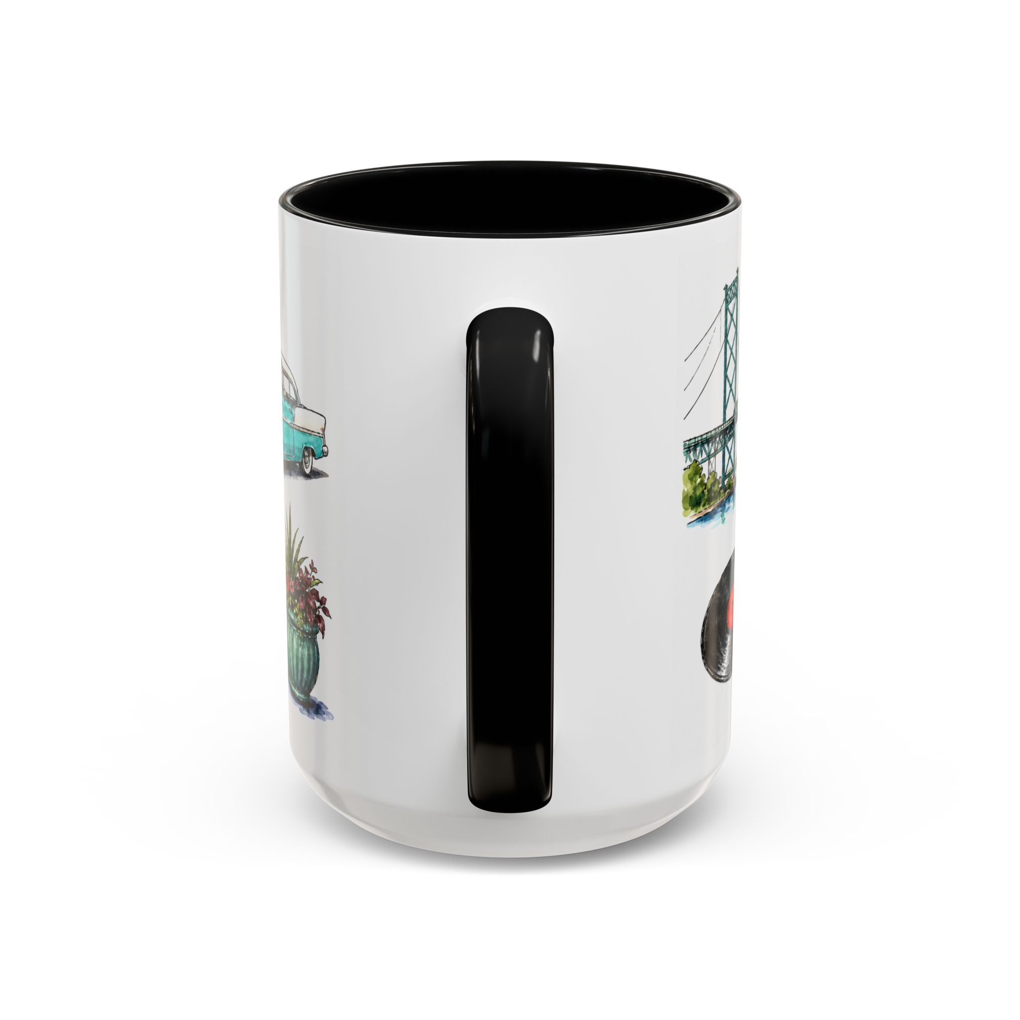 Detroit Illustrated Travel Mug | City Souvenir Accent Coffee Mug | 11oz 15oz Ceramic Cup