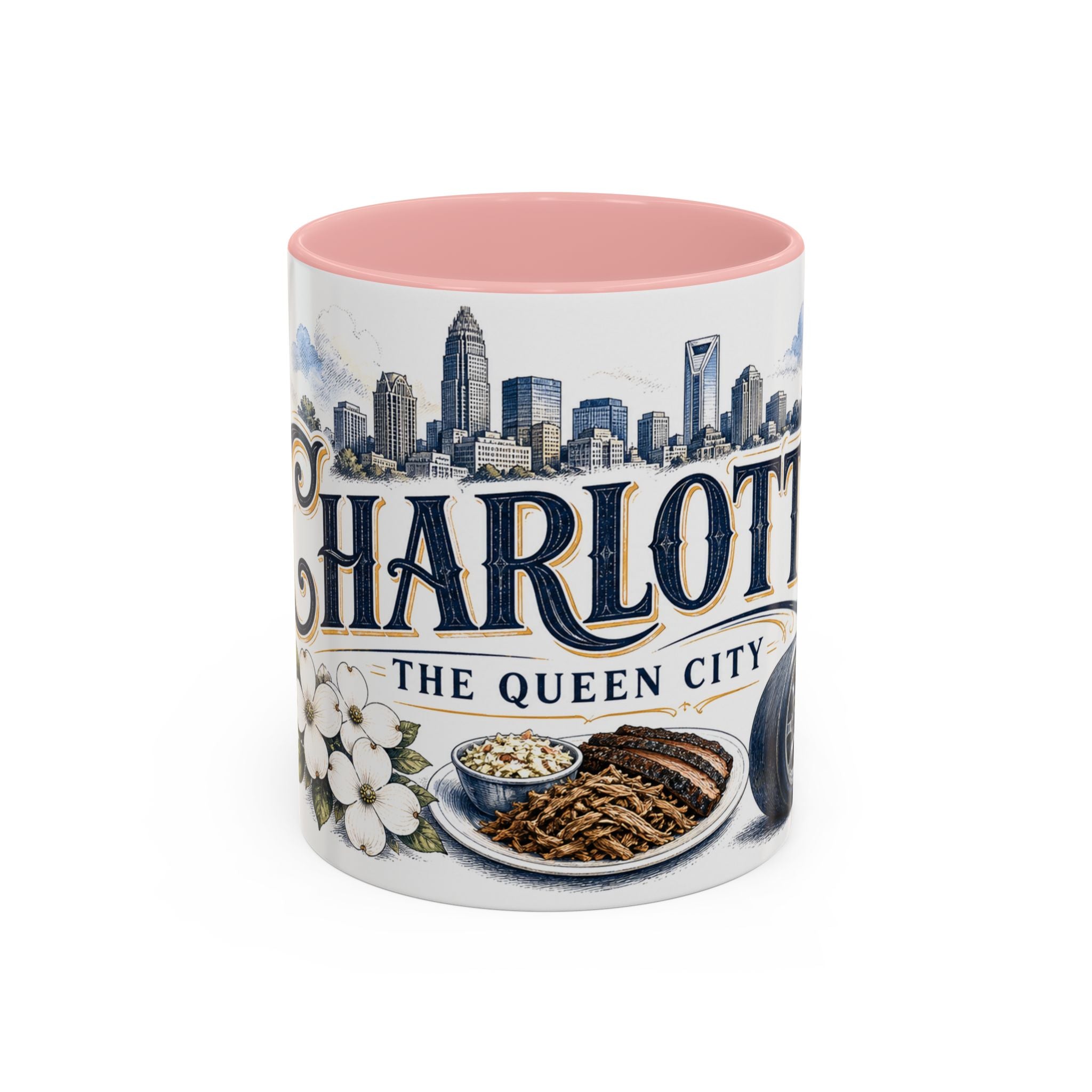 Charlotte Coffee Mug | United States Travel Souvenir | Vintage Illustrated City Gift | 11 oz 15 oz Accent Mug