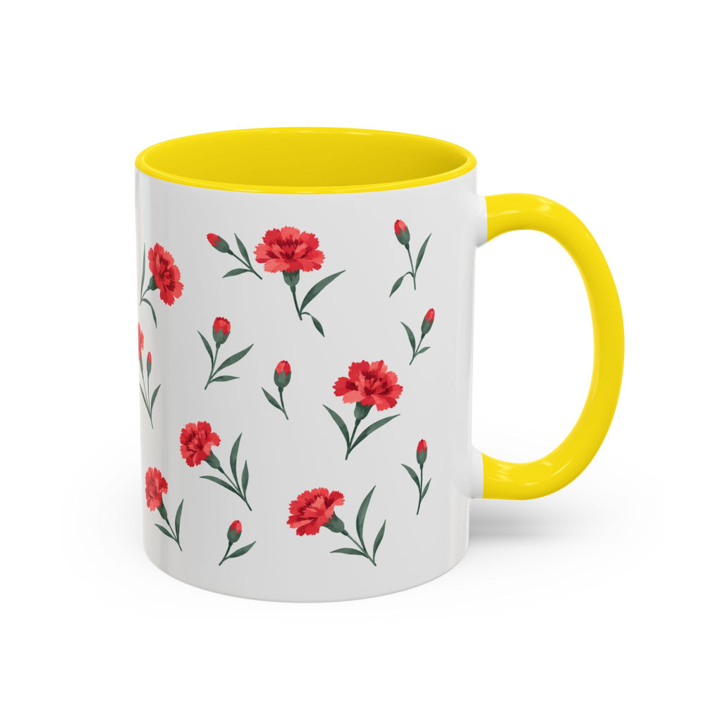 Ohio Scarlet Carnation Mug, State Flower Floral Coffee Cup, 11oz Botanical Gift