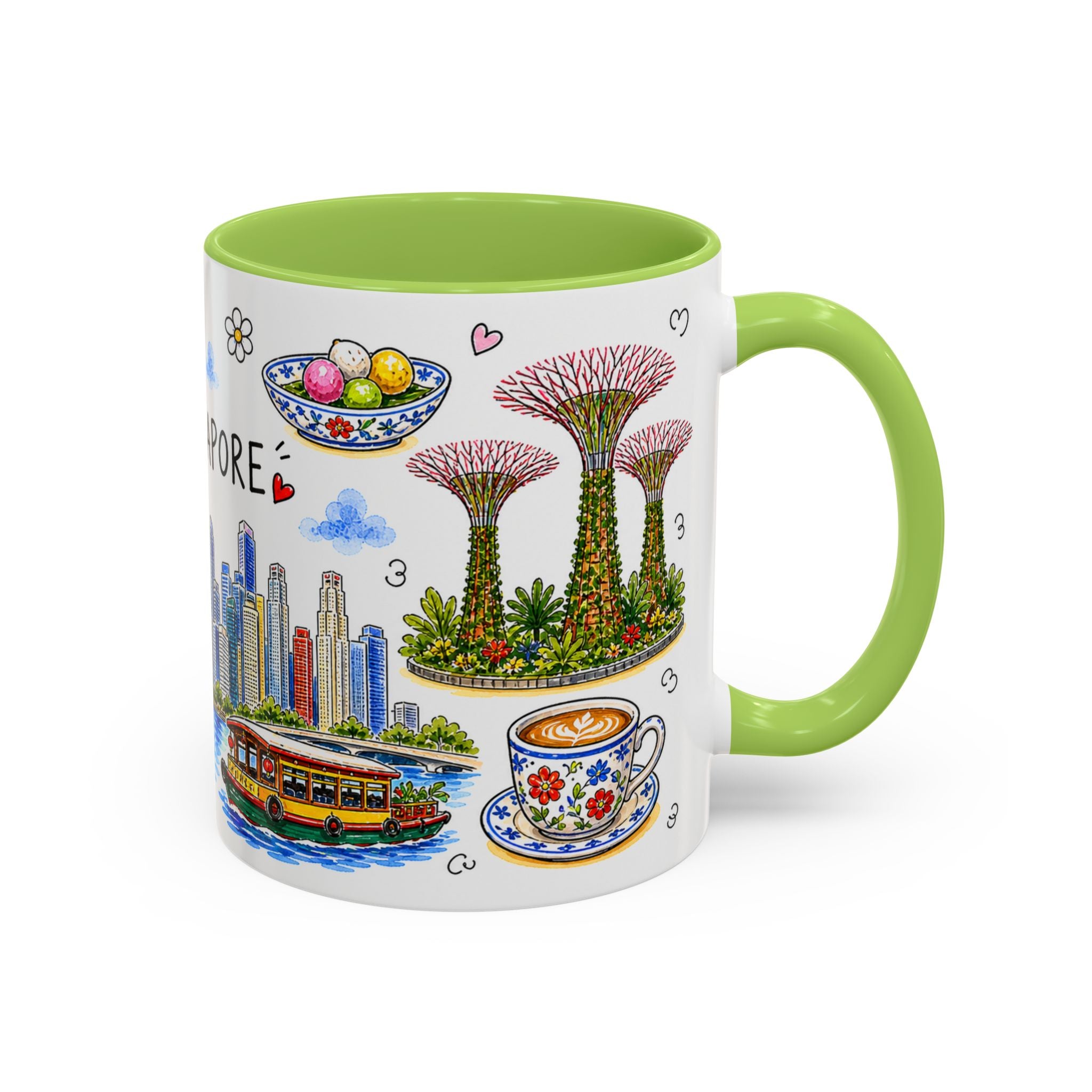 Singapore Illustrated Travel Mug | City Souvenir Accent Coffee Mug | 11oz 15oz Ceramic Cup