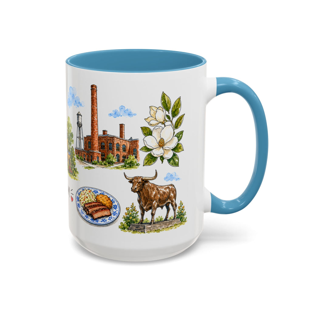 Durham Illustrated Travel Mug | City Souvenir Accent Coffee Mug | 11oz 15oz Ceramic Cup