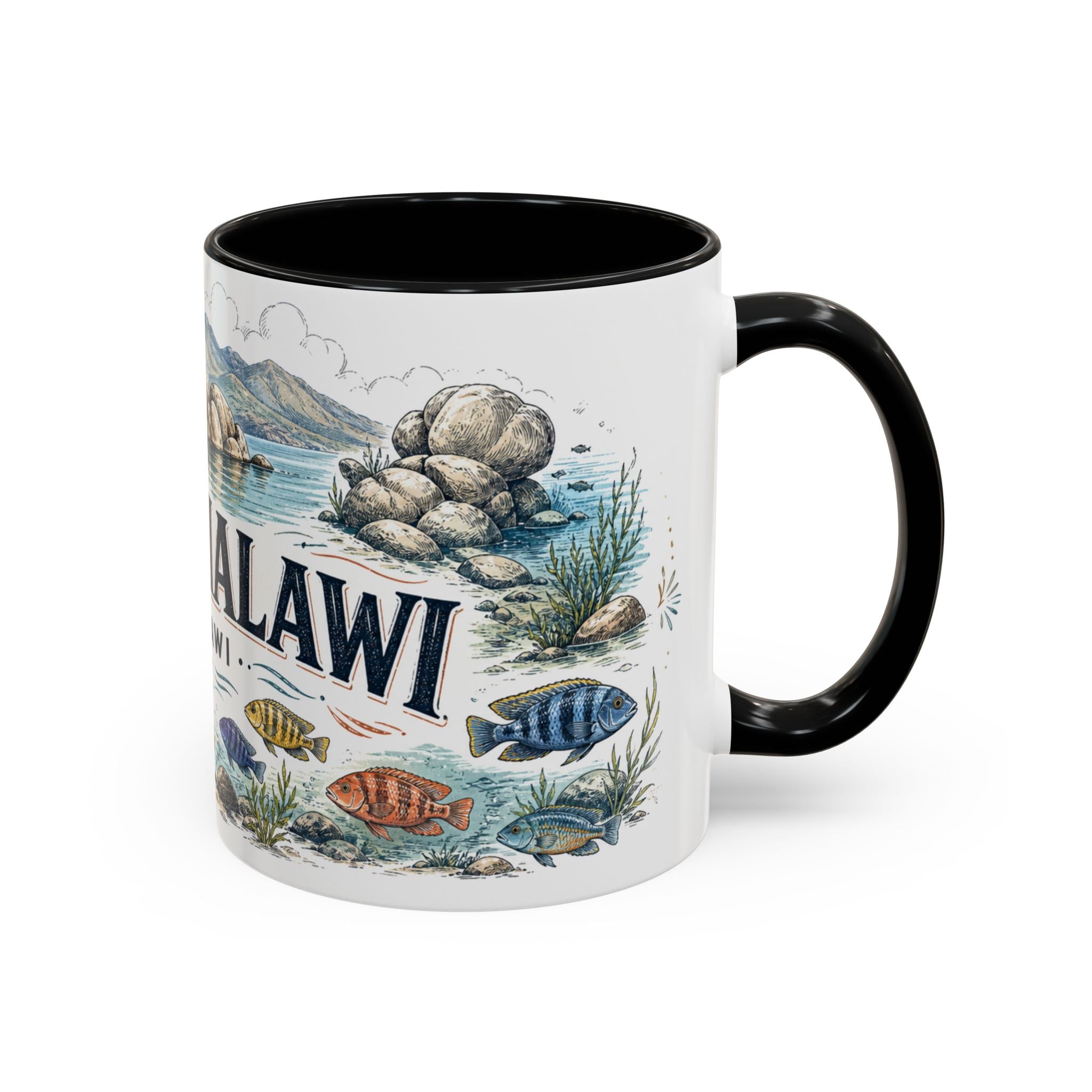 Lake Malawi Mug, Malawi Travel Souvenir, Bucket List Gift, Accent Ceramic Coffee Mug 11oz 15oz