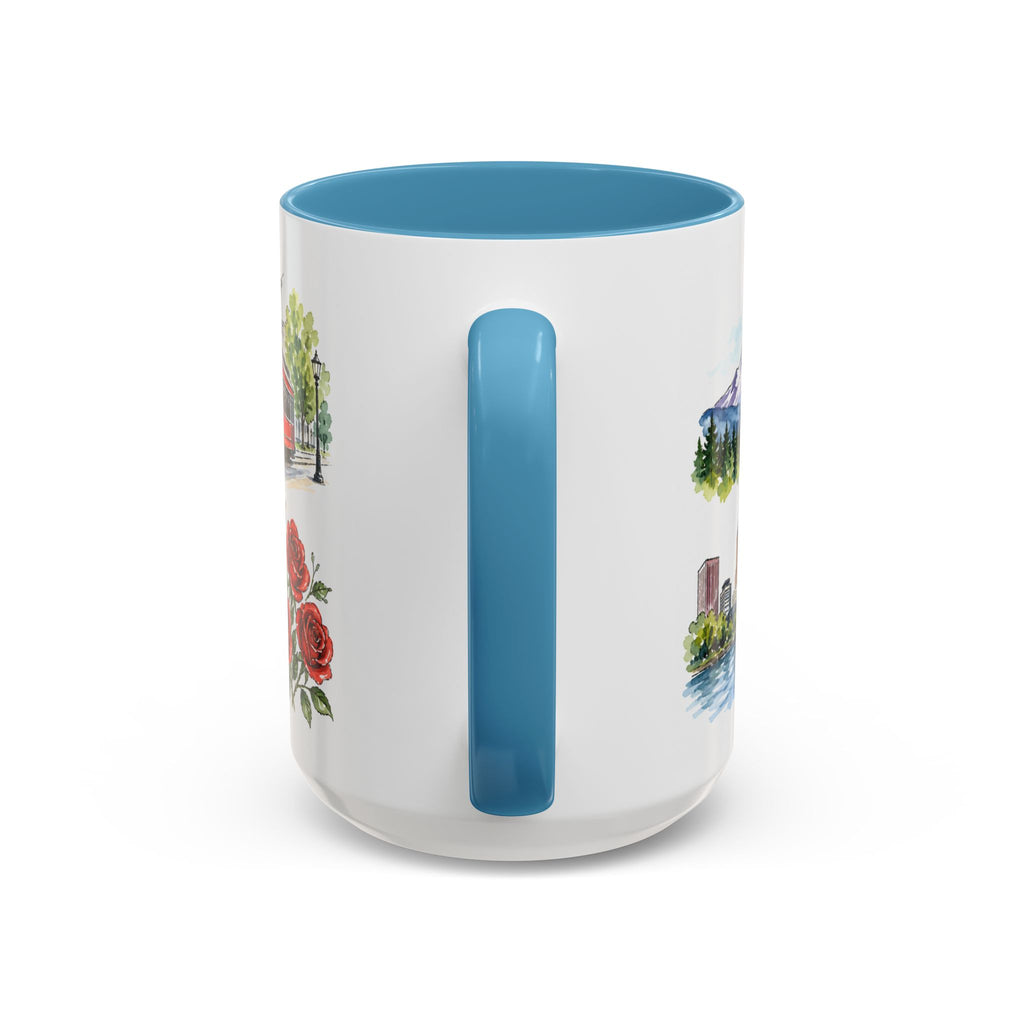 Portland Illustrated Travel Mug | City Souvenir Accent Coffee Mug | 11oz 15oz Ceramic Cup