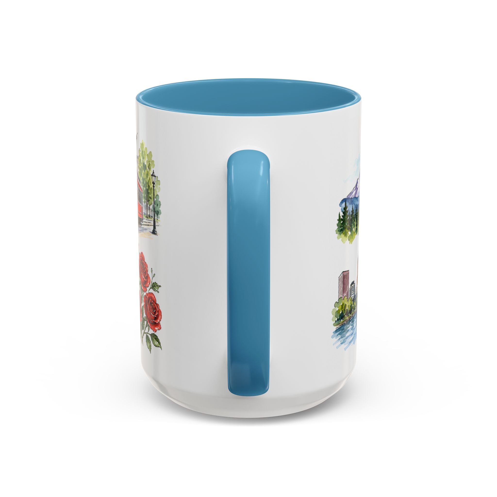 Portland Illustrated Travel Mug | City Souvenir Accent Coffee Mug | 11oz 15oz Ceramic Cup
