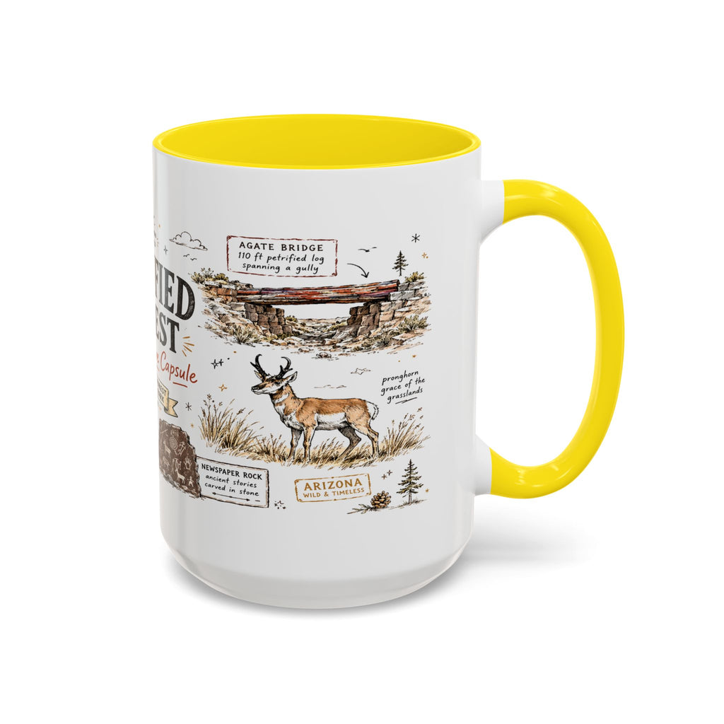 Petrified Forest National Park Coffee Mug | Arizona Painted Desert Fossil Gift | Accent Color Ceramic 11oz 15oz