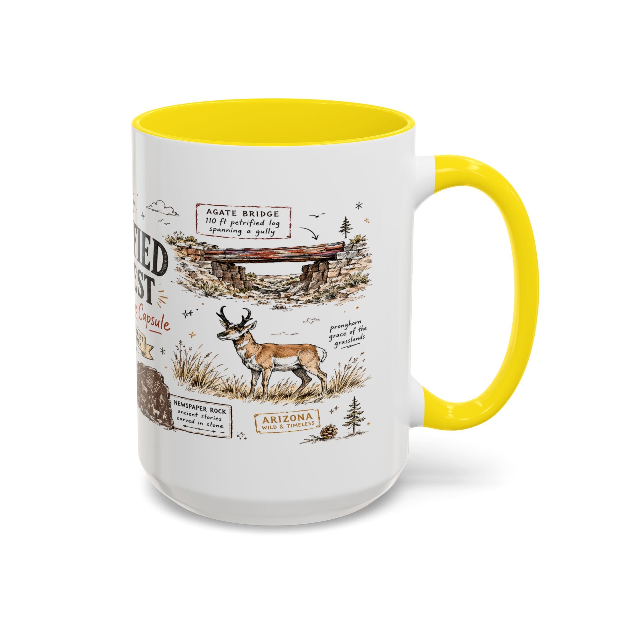 Petrified Forest National Park Coffee Mug | Arizona Painted Desert Fossil Gift | Accent Color Ceramic 11oz 15oz