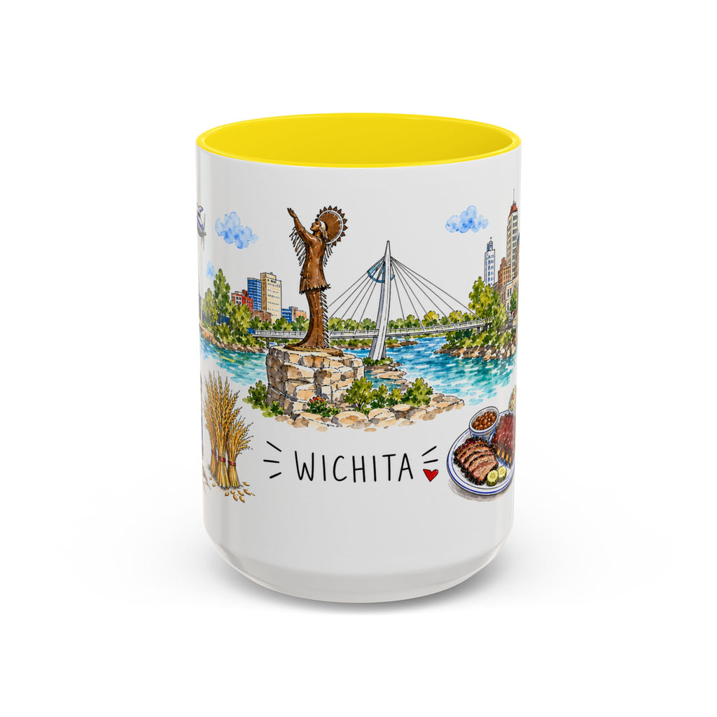 Wichita Illustrated Travel Mug | City Souvenir Accent Coffee Mug | 11oz 15oz Ceramic Cup