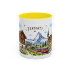 Zermatt Illustrated Travel Mug | Switzerland Souvenir Accent Coffee Mug | 11oz 15oz Ceramic Cup