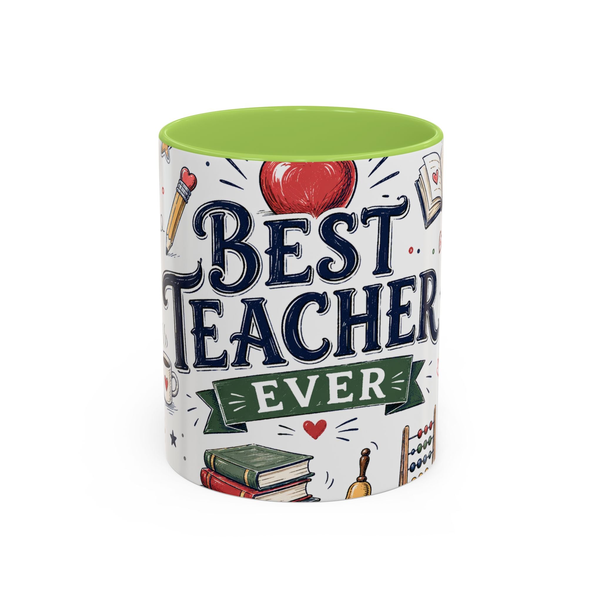 Best Teacher Ever Coffee Mug | Teacher Appreciation Gift | Accent Color Ceramic 11oz 15oz