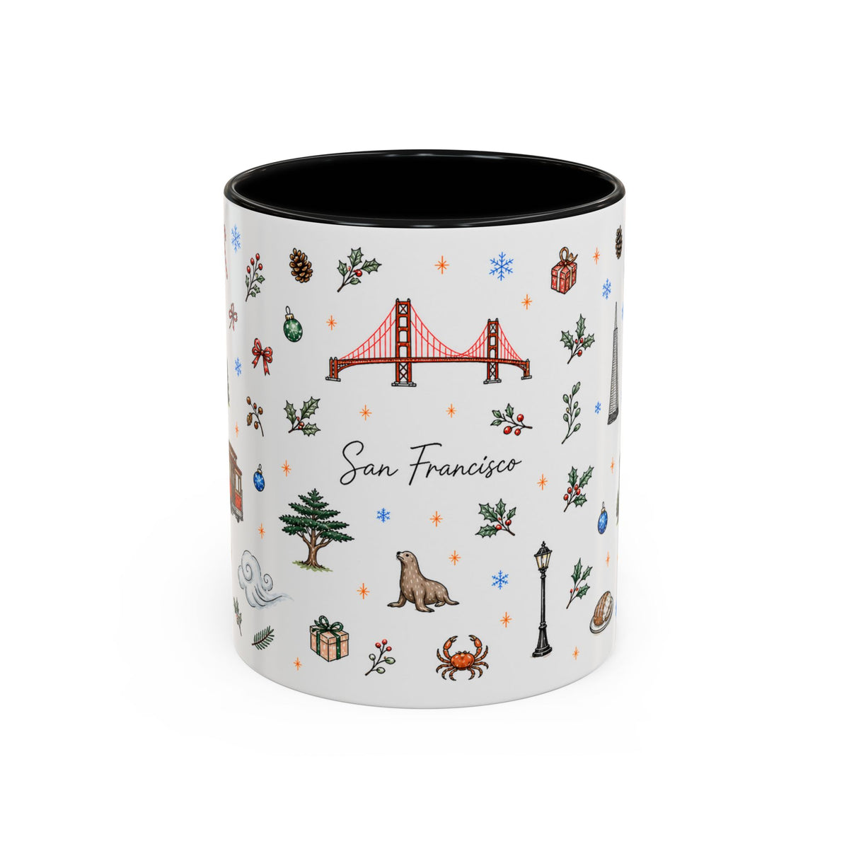 San Francisco Christmas Mug | Watercolor City Souvenir | Ceramic Coffee Cup