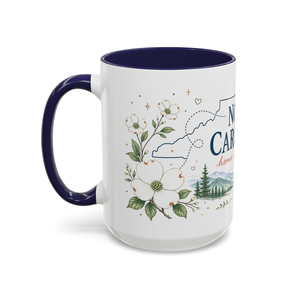 North Carolina State Map Mug | Moving Away, Homesick Gift | Botanical Accent Coffee Cup