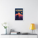Kathmandu Nepal Framed Poster | Vintage Travel Wall Art | Black Walnut White Frame | 16x24 20x30