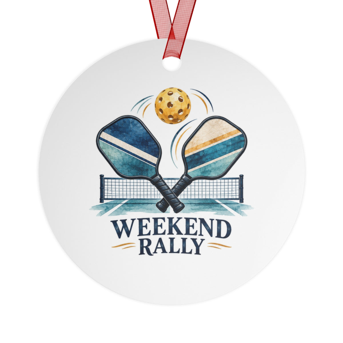 Weekend Rally Pickleball Round Metal Ornament | Sports Gift