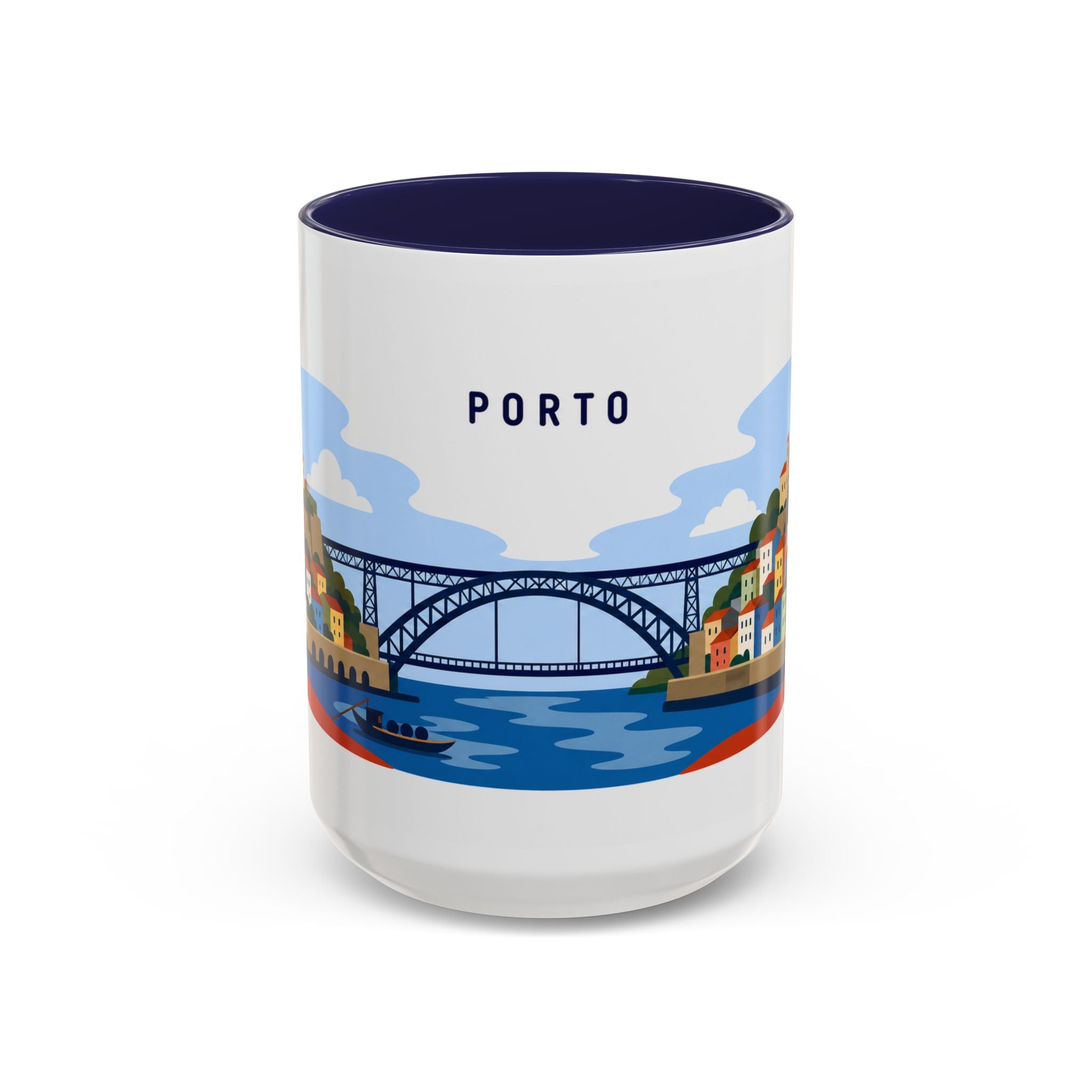 Porto Coffee Mug | Travel Destination Souvenir Gift | Accent Color Ceramic 11oz 15oz