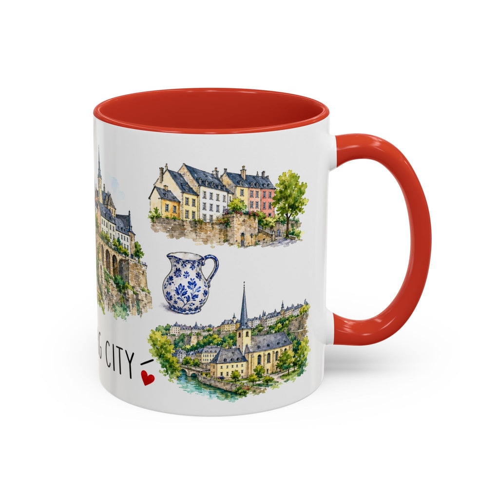 Luxembourg City Illustrated Travel Mug | City Souvenir Accent Coffee Mug | 11oz 15oz Ceramic Cup