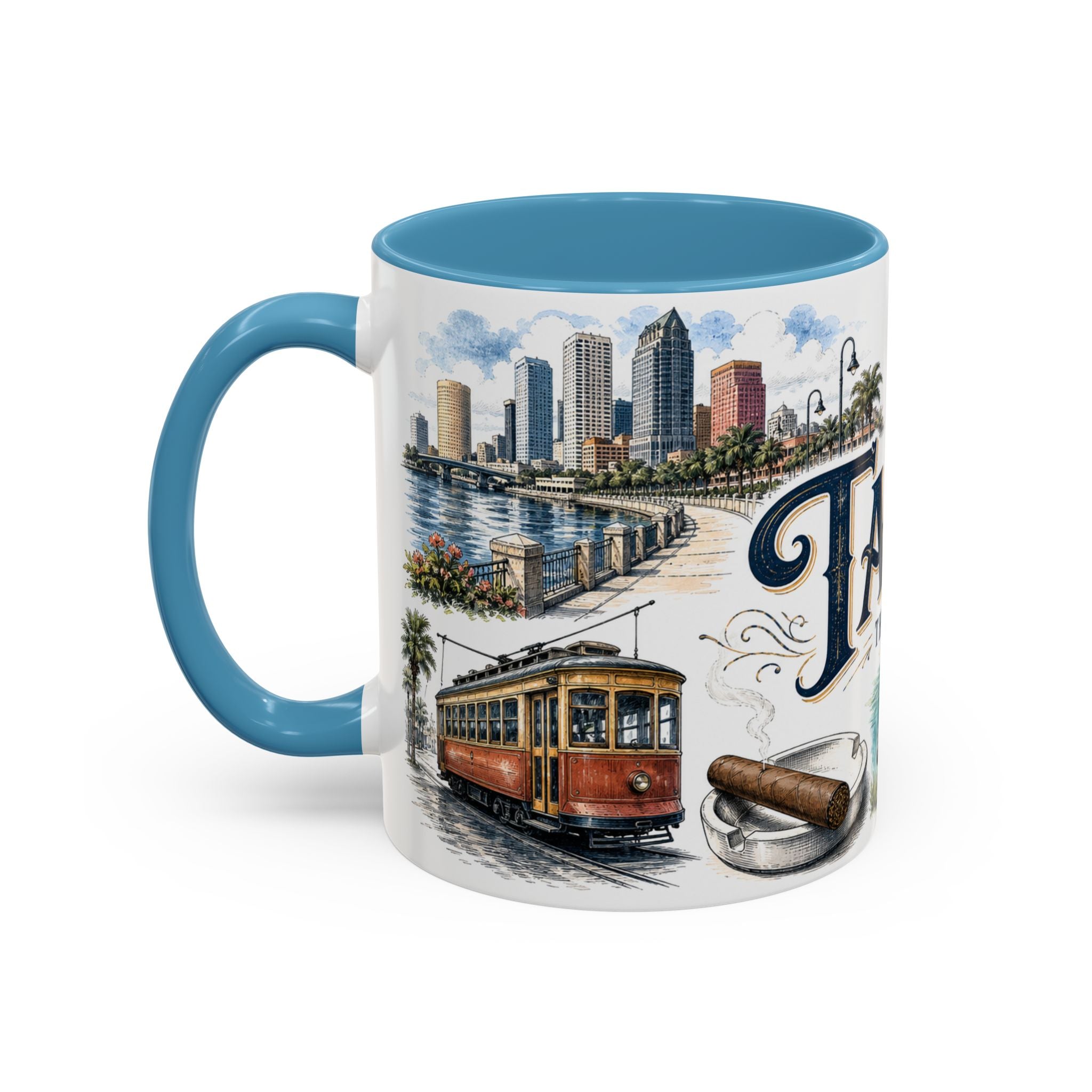 Tampa Coffee Mug | United States Travel Souvenir | Vintage Illustrated City Gift | 11 oz 15 oz Accent Mug