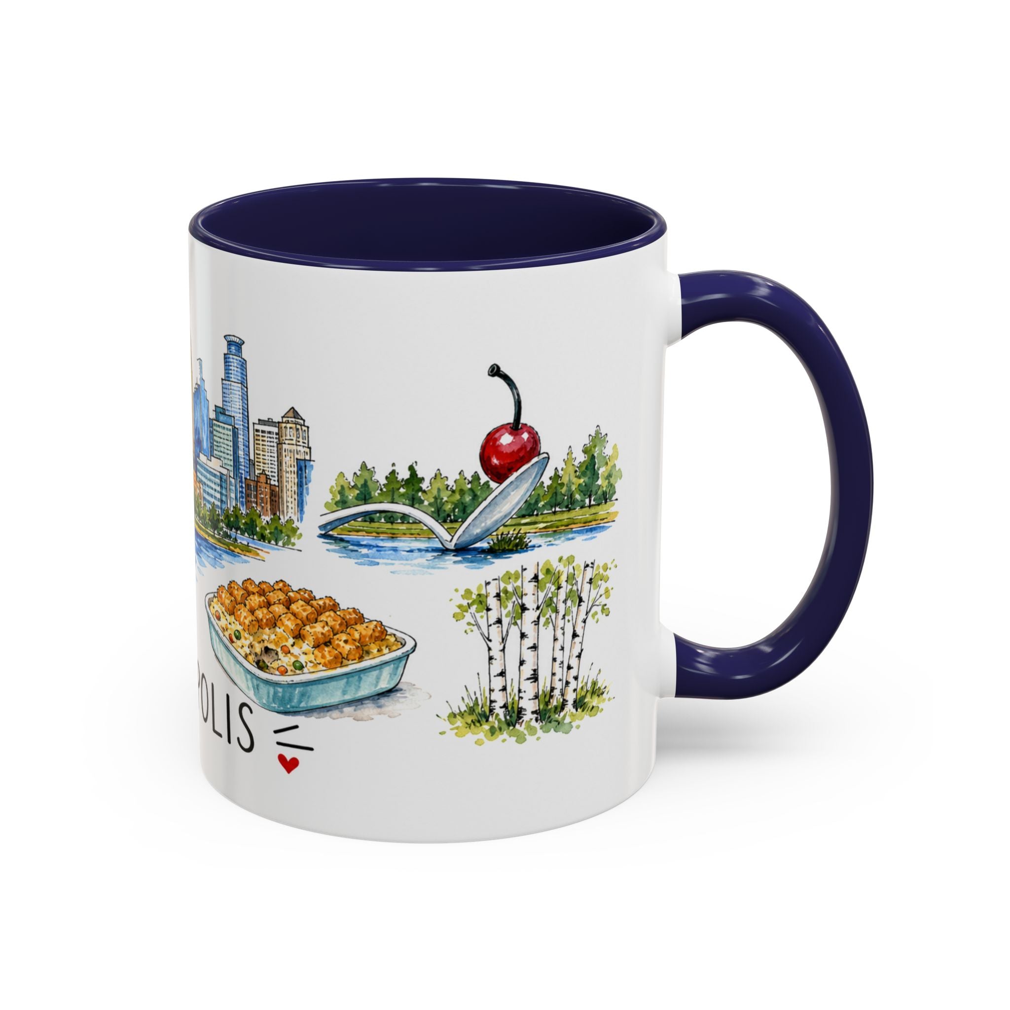 Minneapolis Illustrated Travel Mug | City Souvenir Accent Coffee Mug | 11oz 15oz Ceramic Cup