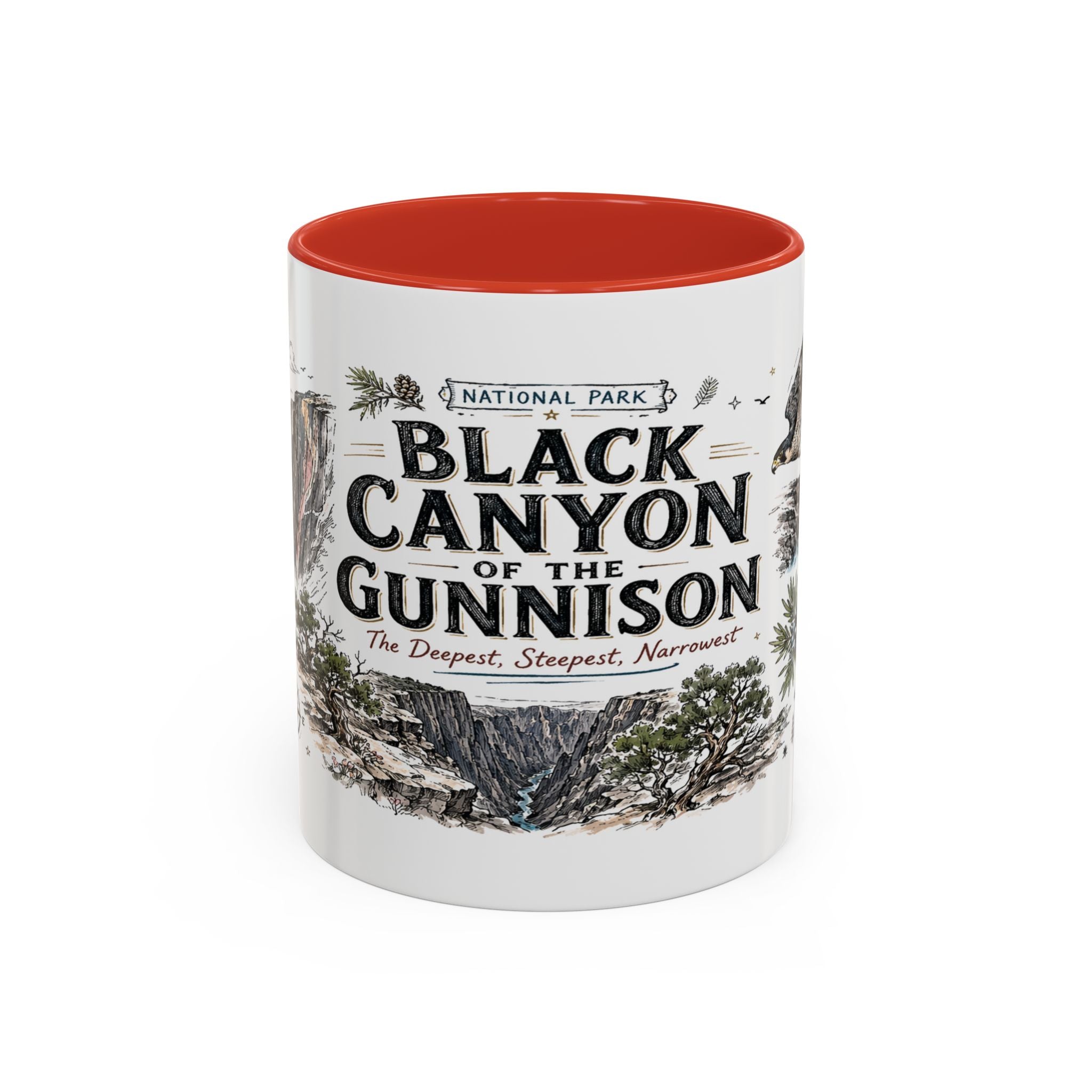 Black Canyon of the Gunnison National Park Coffee Mug | Colorado Deep Canyon Hiking Gift | Accent Color Ceramic 11oz 15oz