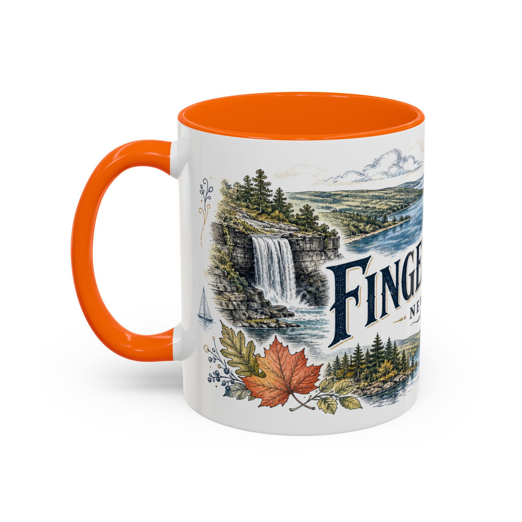 Finger Lakes Mug, New York Travel Souvenir, Bucket List Gift, Accent Ceramic Coffee Mug 11oz 15oz