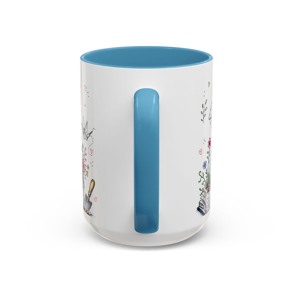 Thank You Teacher Coffee Mug | For Helping Me Grow Appreciation Gift | Accent Color Ceramic 11oz 15oz