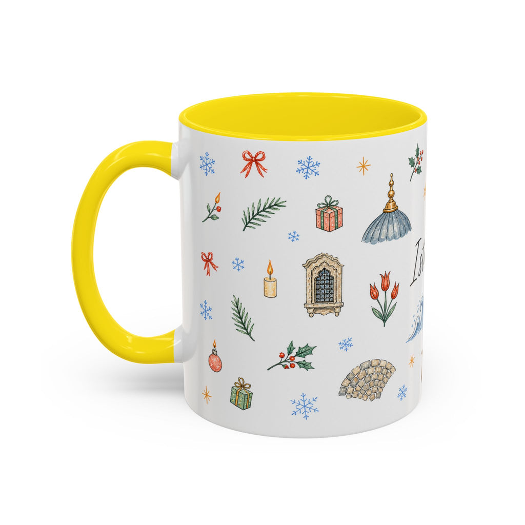 Istanbul Christmas Mug | Watercolor Travel Souvenir | Holiday Gift | Accent Ceramic Coffee Cup 11oz 15oz