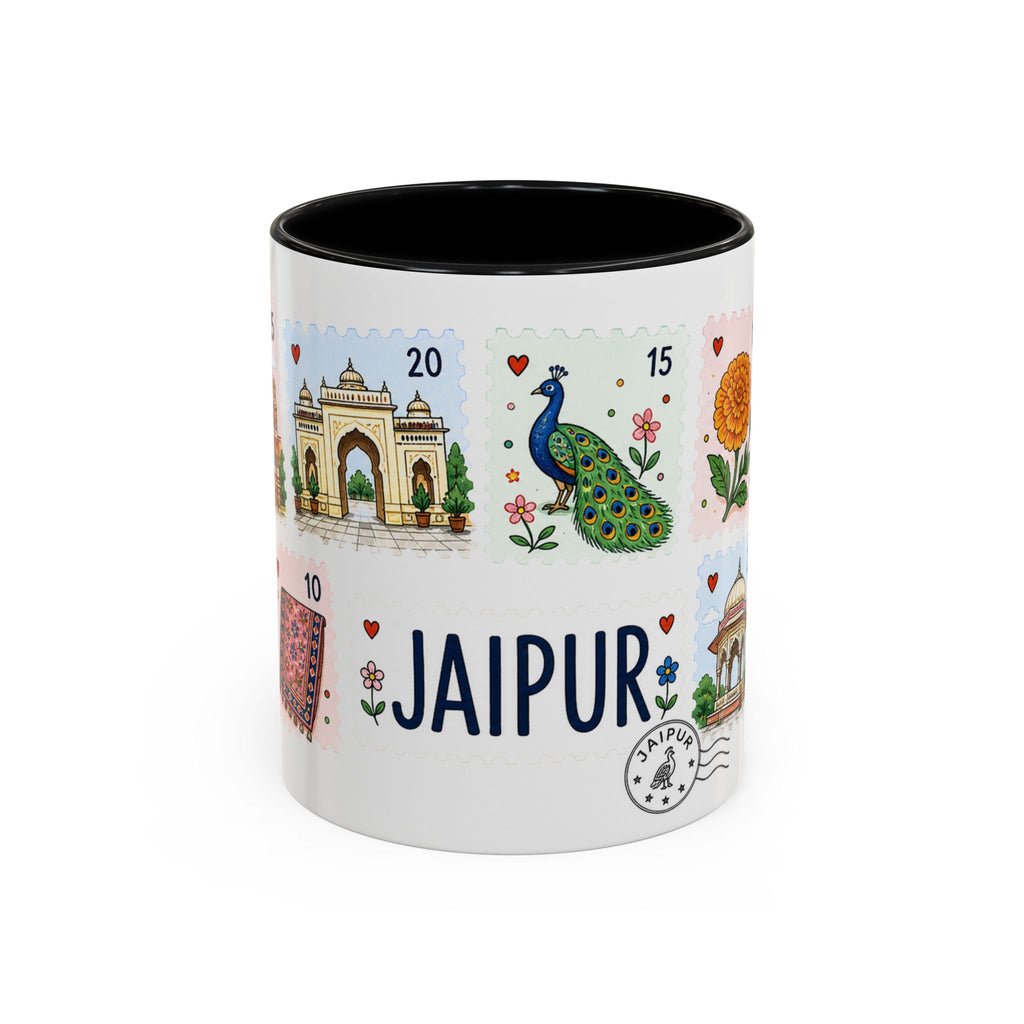 Jaipur Coffee Mug | Postage Stamp Collage Mug | Travel Souvenir Accent Cup 11oz 15oz
