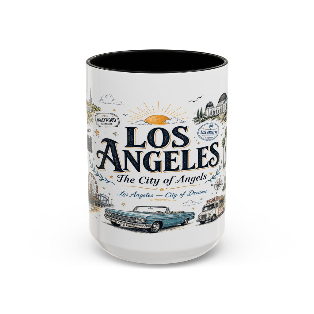 Los Angeles Coffee Mug | California Souvenir City Gift | Accent Color Ceramic 11oz 15oz