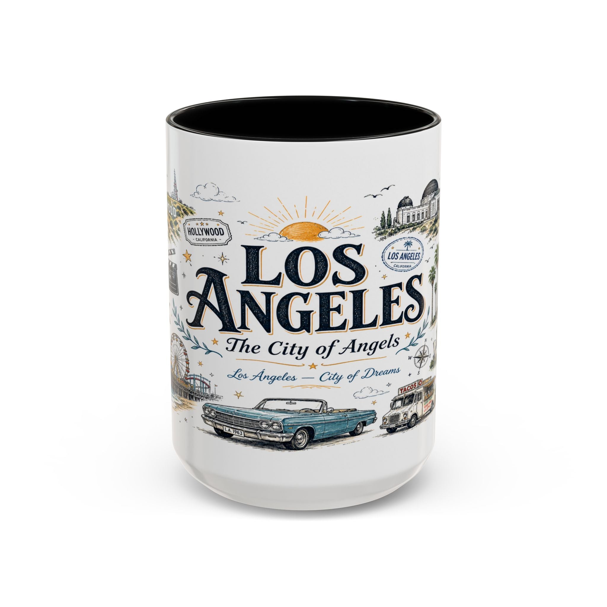 Los Angeles Coffee Mug | California Souvenir City Gift | Accent Color Ceramic 11oz 15oz